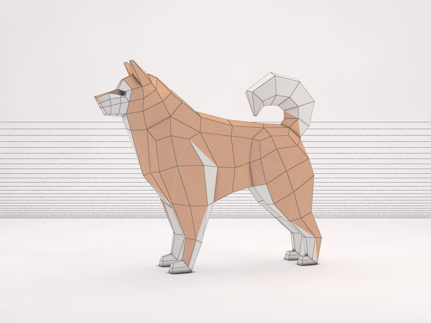 ORIGAMI---Dog Setup Low-poly 3D model_36