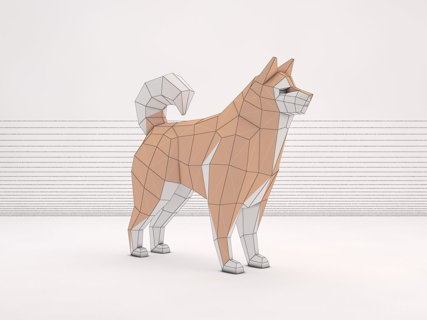 ORIGAMI---Dog Setup Low-poly 3D model_26