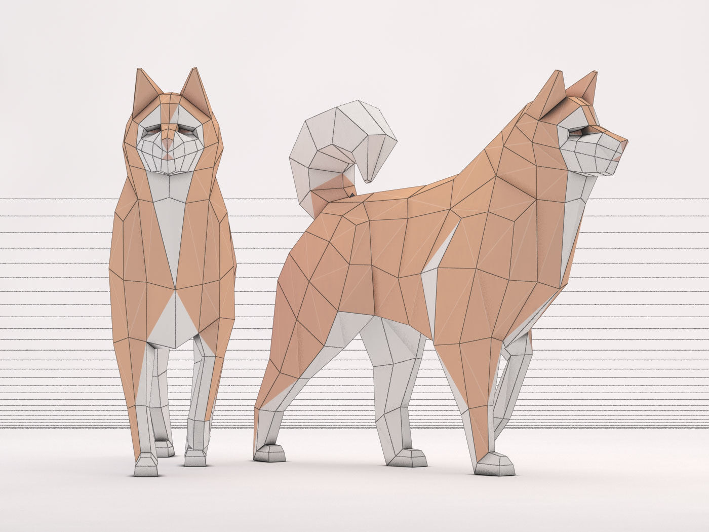 ORIGAMI---Dog Walking Low-poly 3D model_42