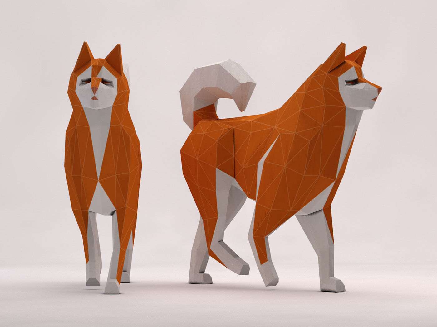 ORIGAMI---Dog Walking Low-poly 3D model_9