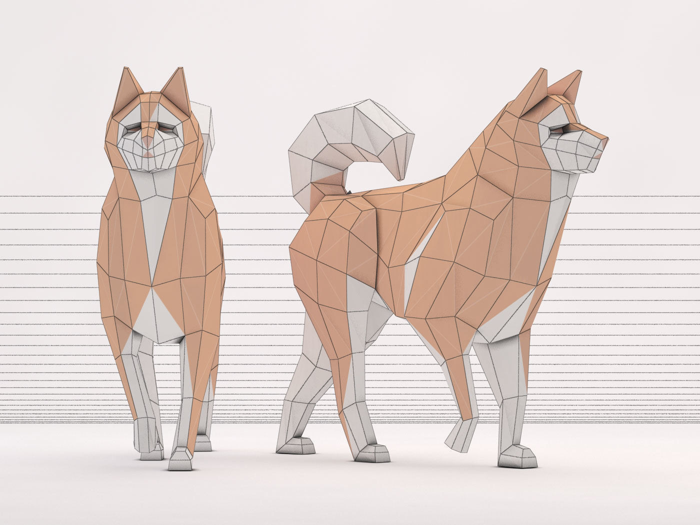ORIGAMI---Dog Walking Low-poly 3D model_32
