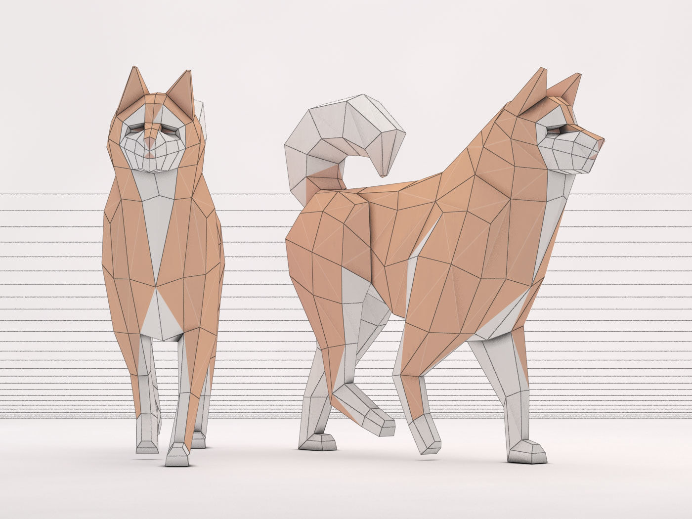 ORIGAMI---Dog Walking Low-poly 3D model_30