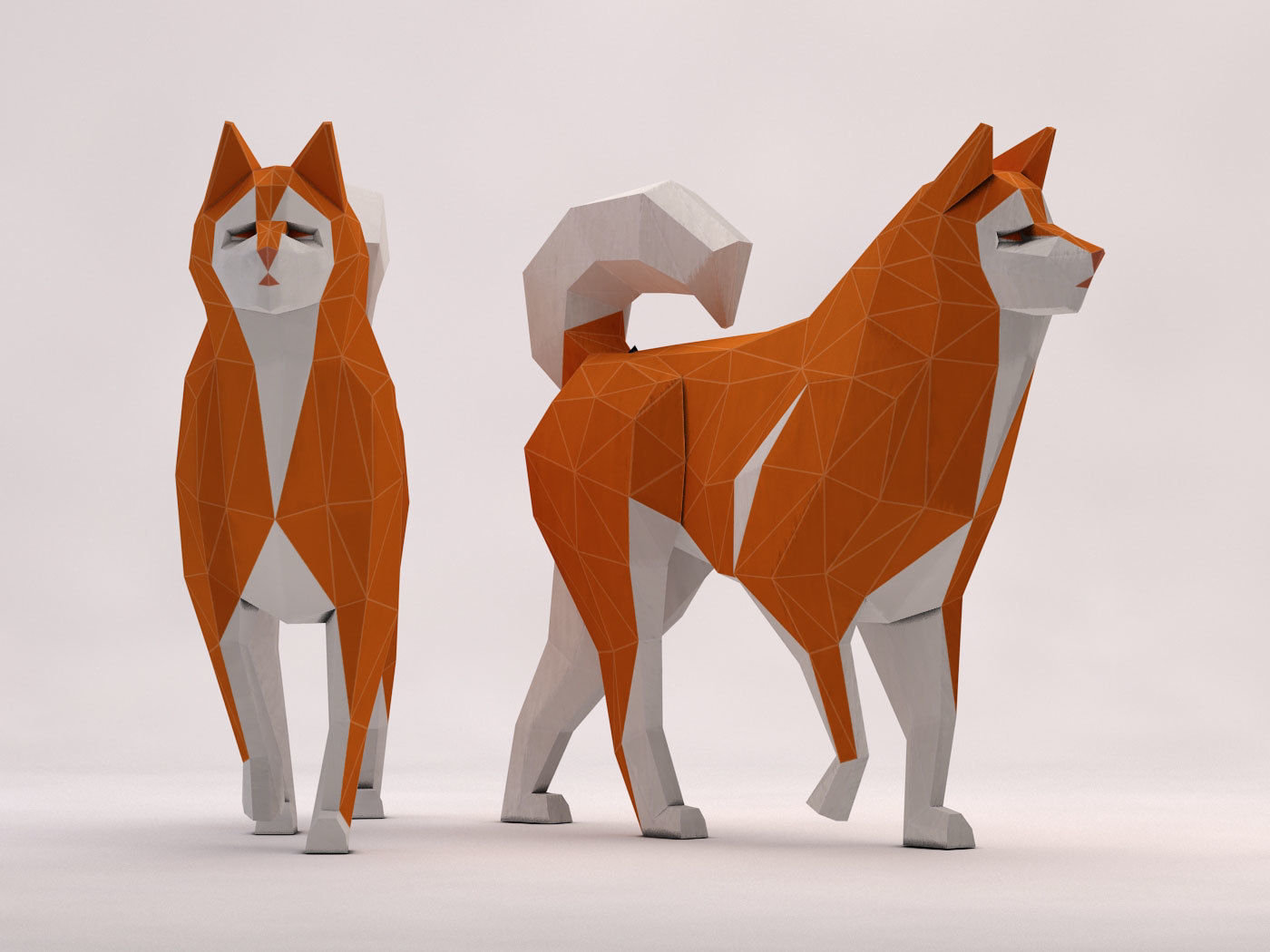 ORIGAMI---Dog Walking Low-poly 3D model_11
