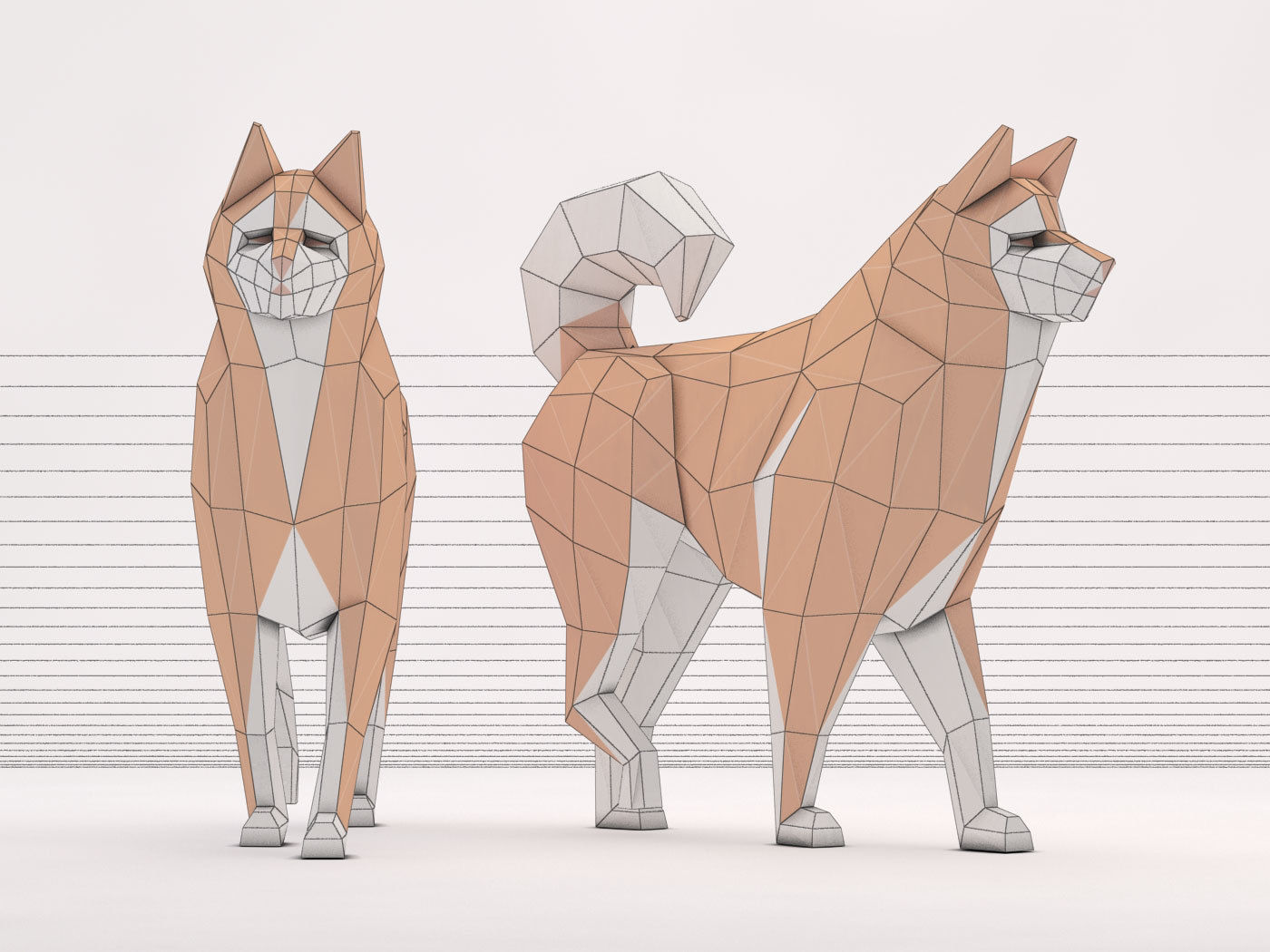 ORIGAMI---Dog Walking Low-poly 3D model_28