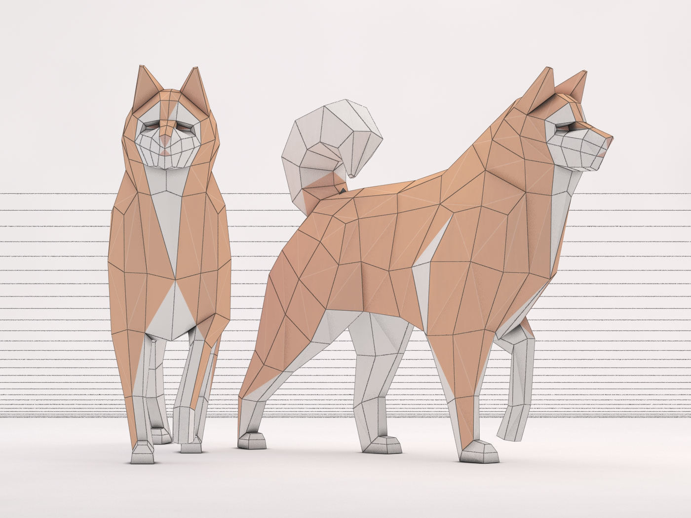 ORIGAMI---Dog Walking Low-poly 3D model_23