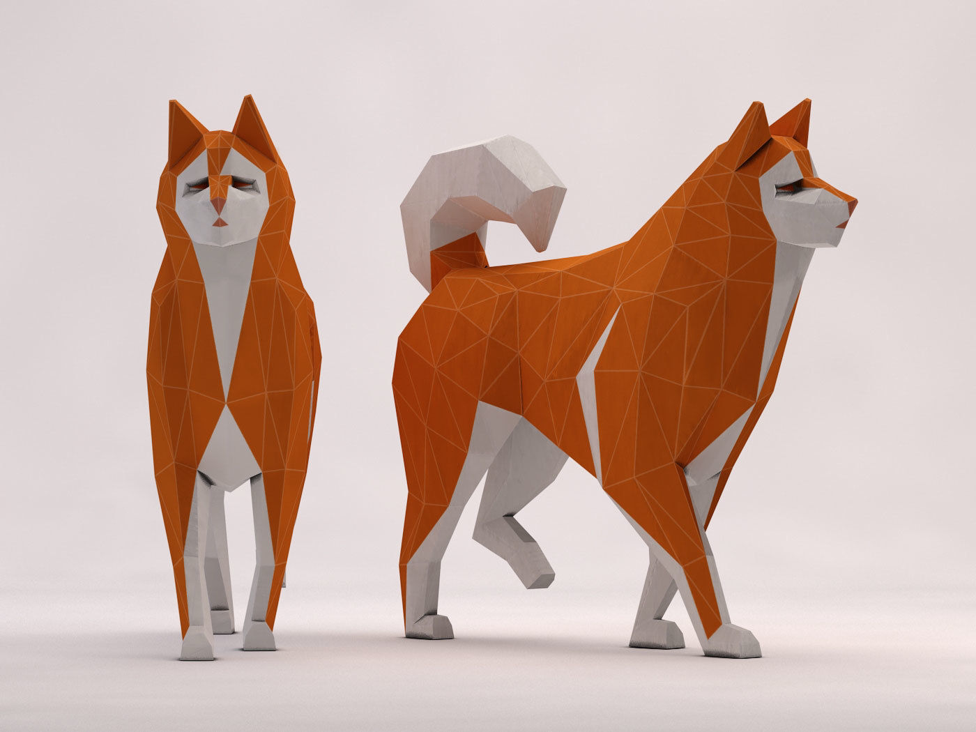 ORIGAMI---Dog Walking Low-poly 3D model_16