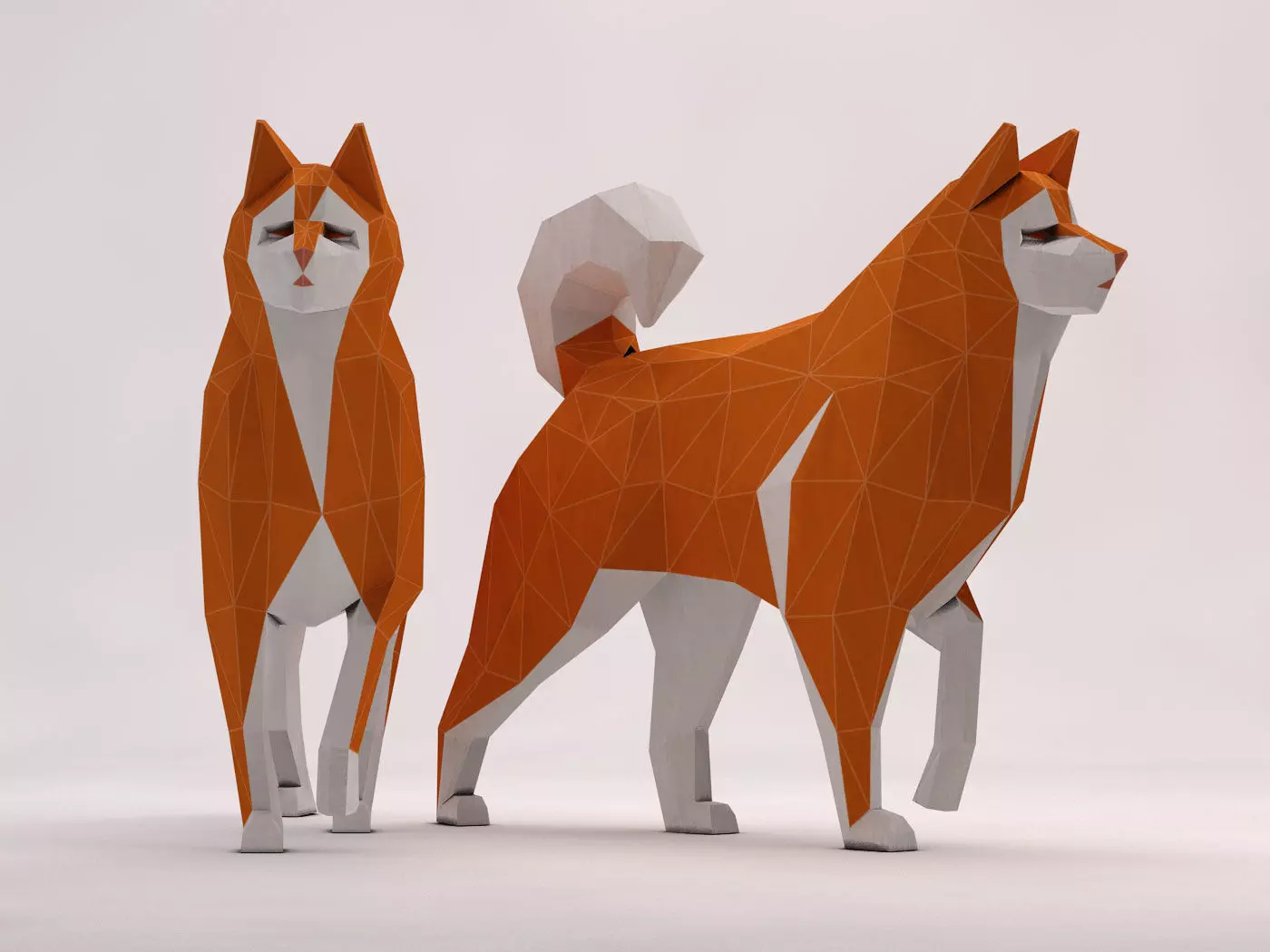 ORIGAMI---Dog Walking Low-poly 3D model_0