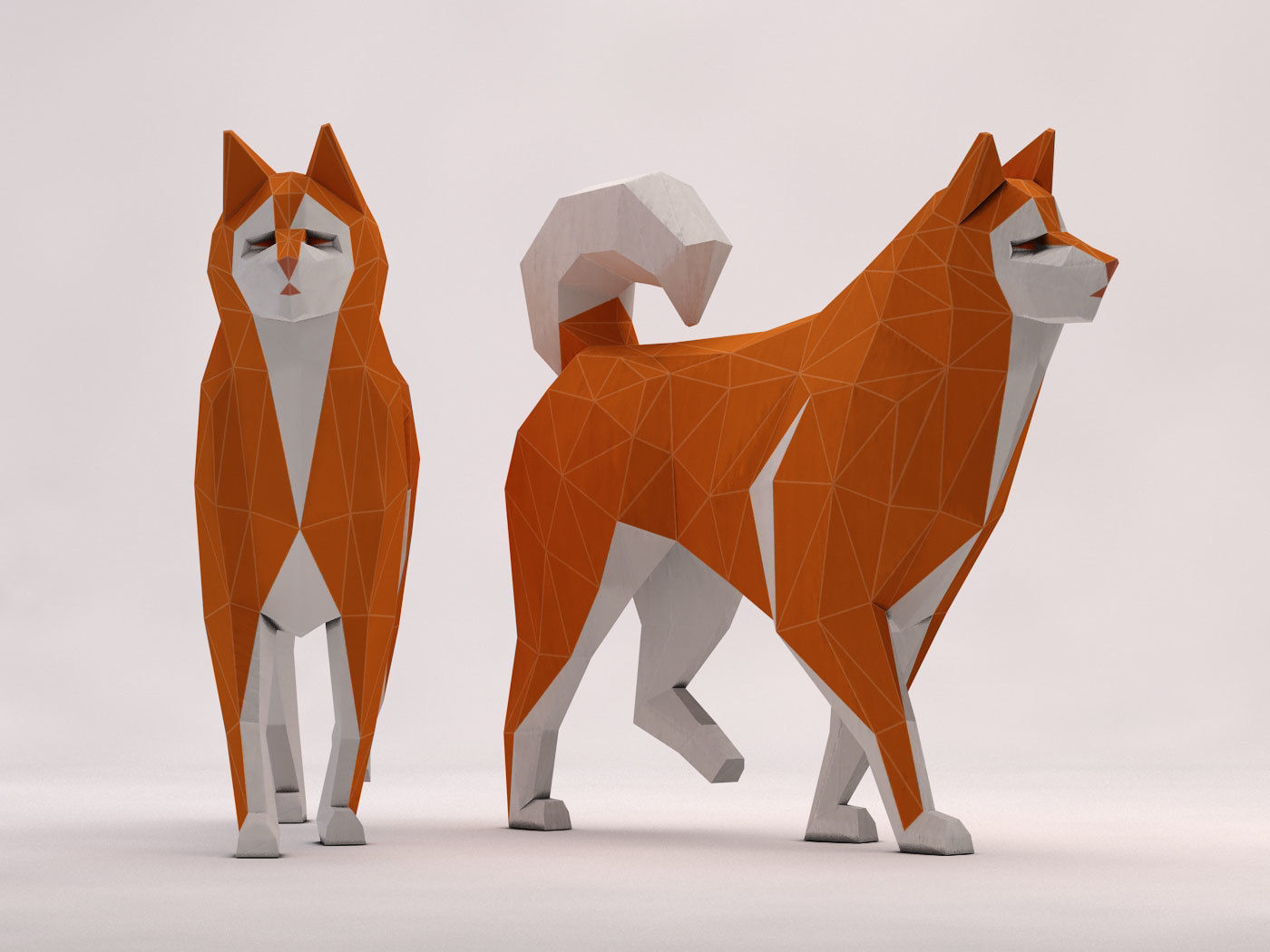 ORIGAMI---Dog Walking Low-poly 3D model_17