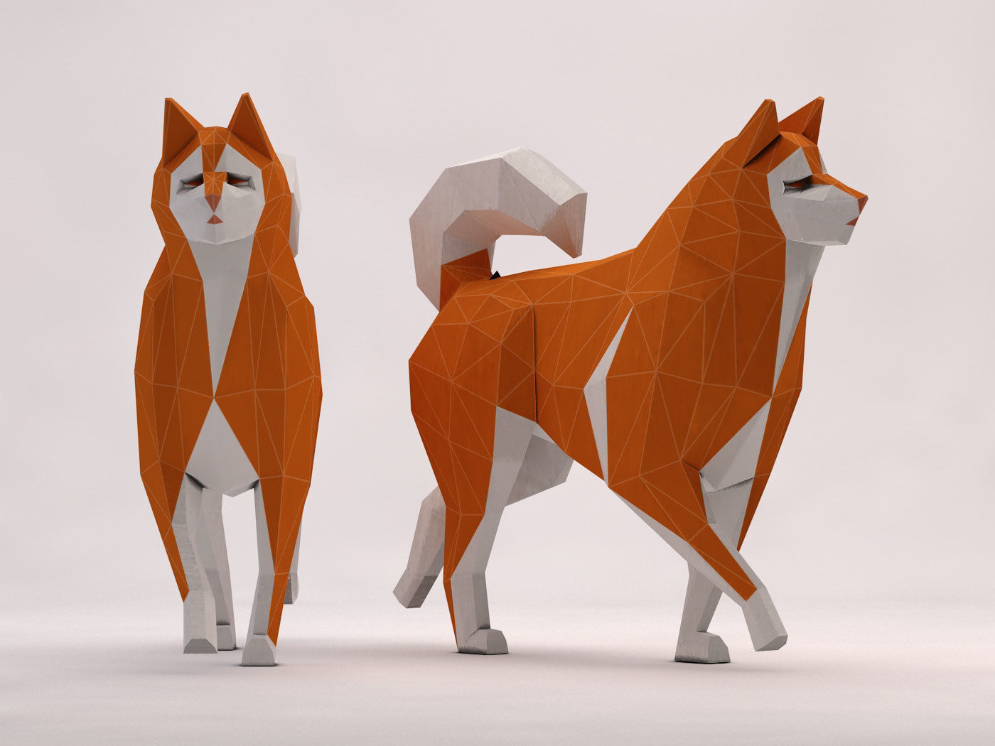 ORIGAMI---Dog Walking Low-poly 3D model_13