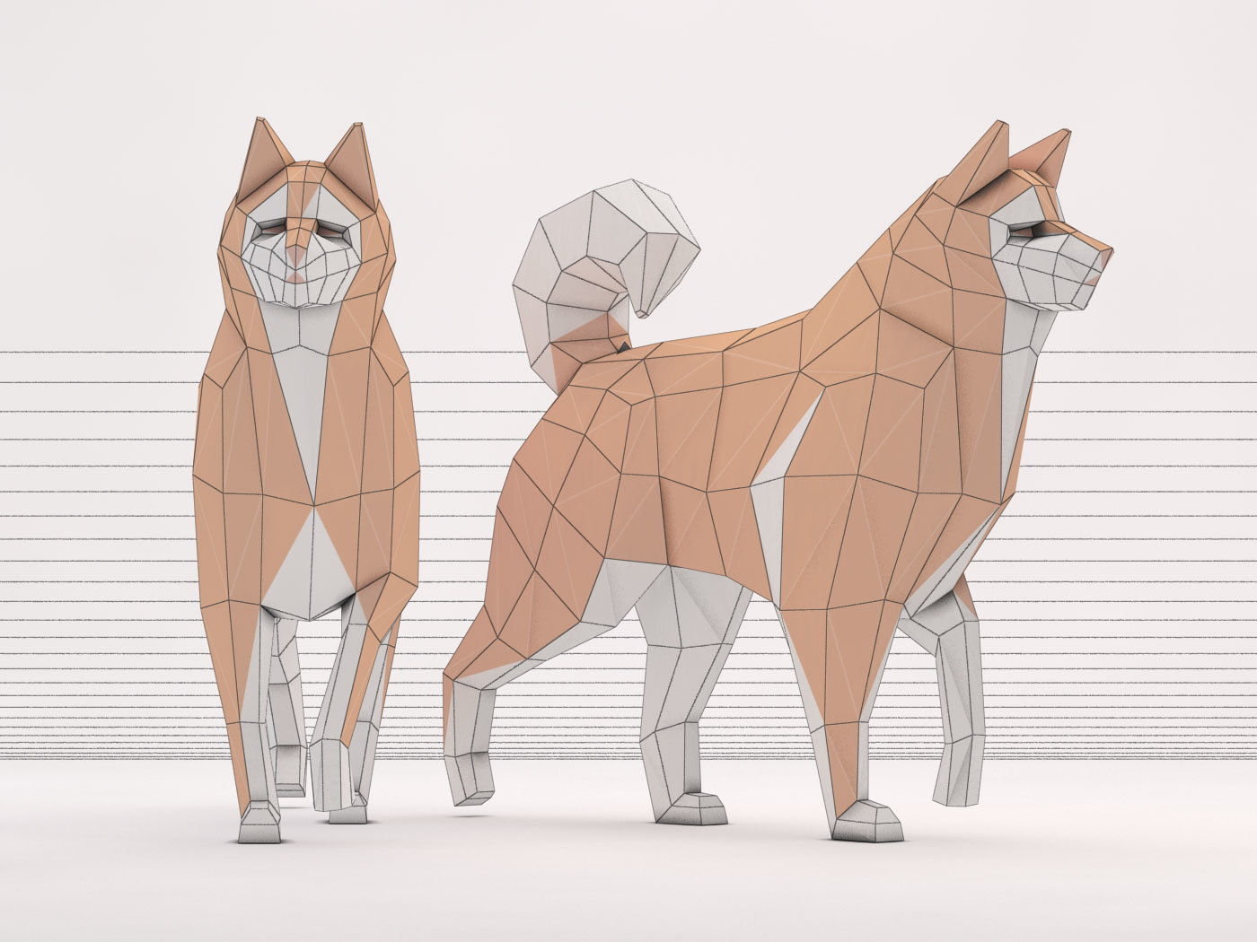 ORIGAMI---Dog Walking Low-poly 3D model_24