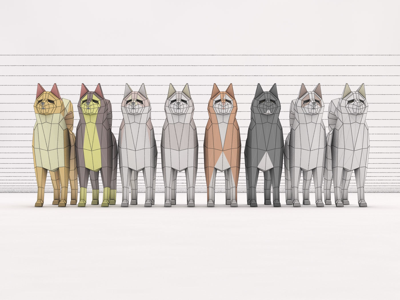 ORIGAMI---Dog Walking Low-poly 3D model_22