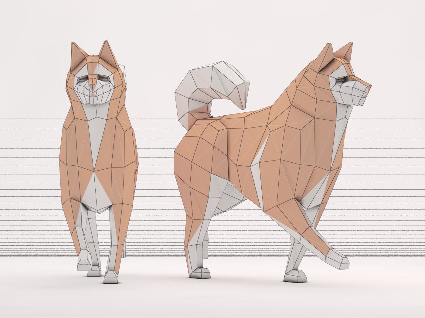 ORIGAMI---Dog Walking Low-poly 3D model_36