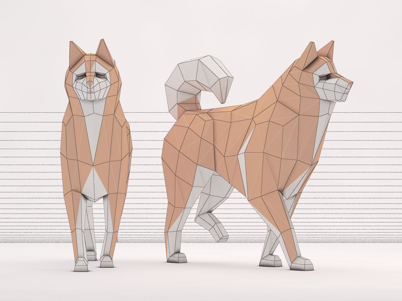 ORIGAMI---Dog Walking Low-poly 3D model_38
