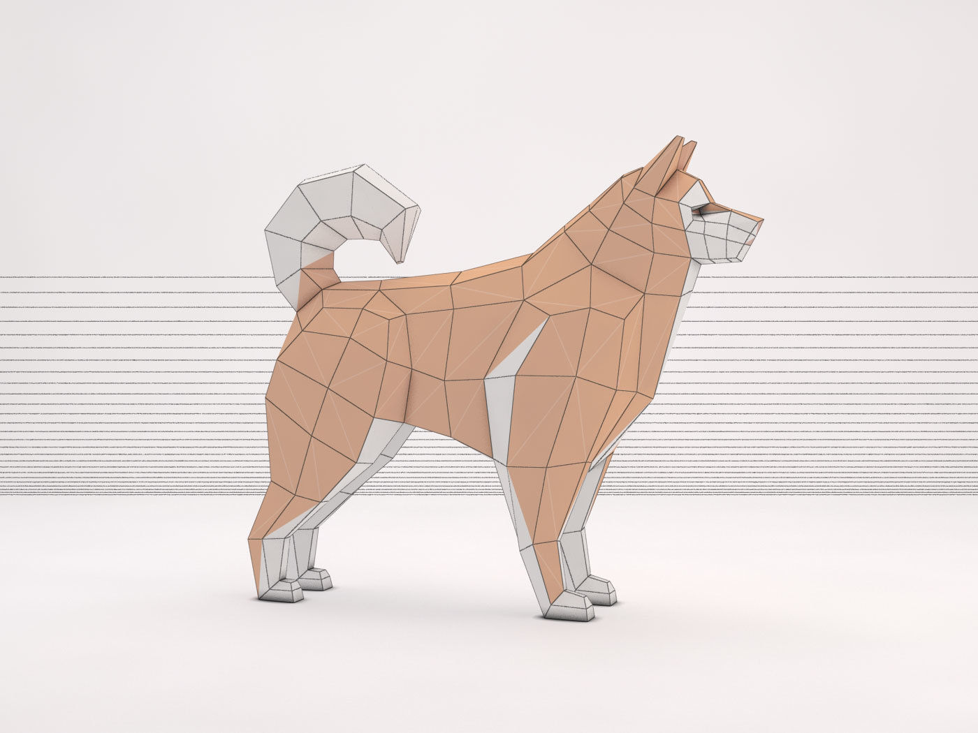 ORIGAMI---Dog Walking Low-poly 3D model_66