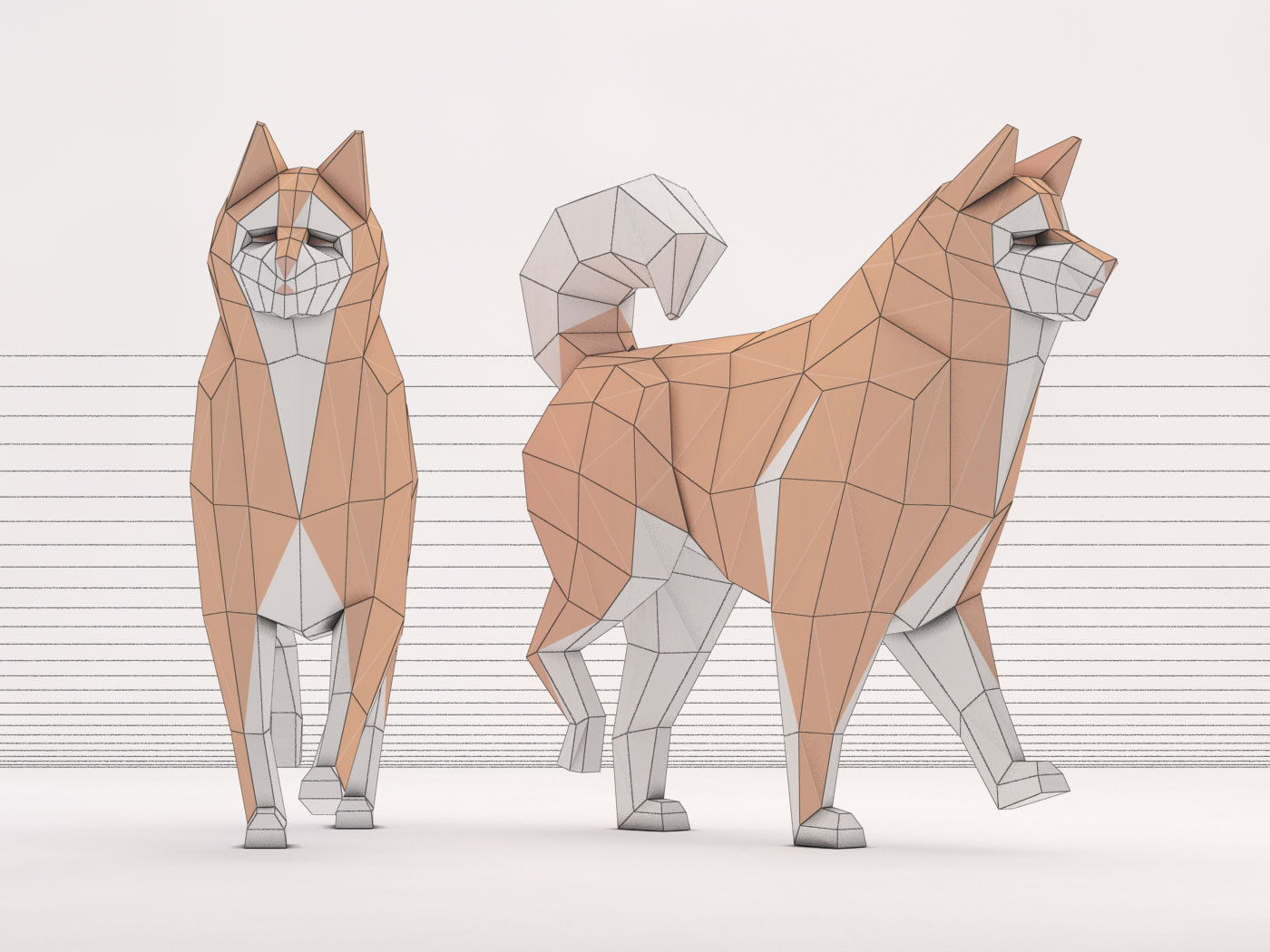 ORIGAMI---Dog Walking Low-poly 3D model_27