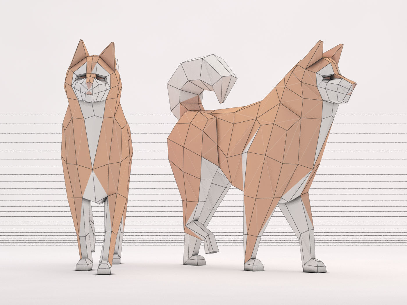 ORIGAMI---Dog Walking Low-poly 3D model_29