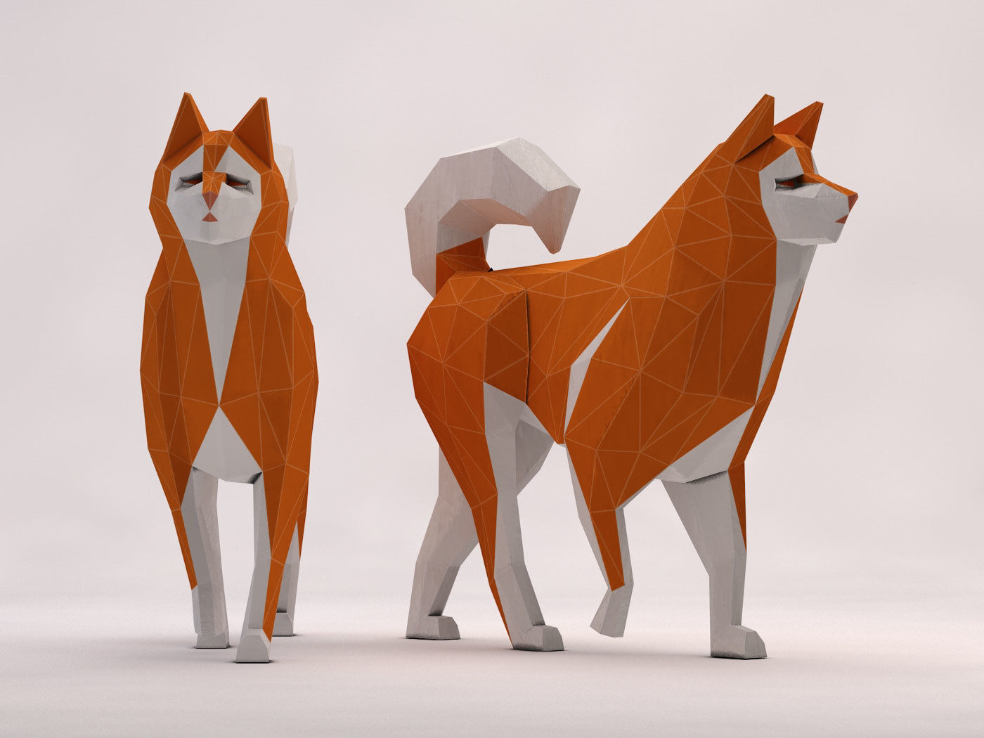 ORIGAMI---Dog Walking Low-poly 3D model_10