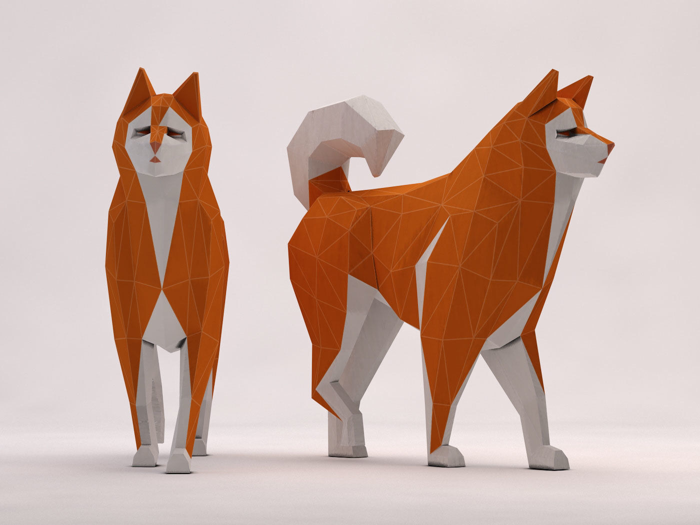ORIGAMI---Dog Walking Low-poly 3D model_7
