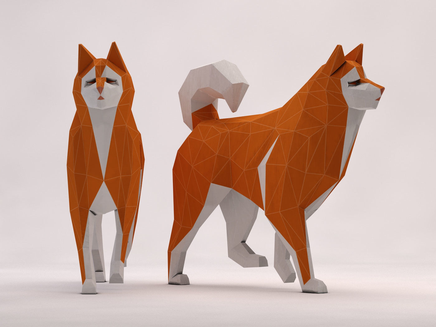 ORIGAMI---Dog Walking Low-poly 3D model_18