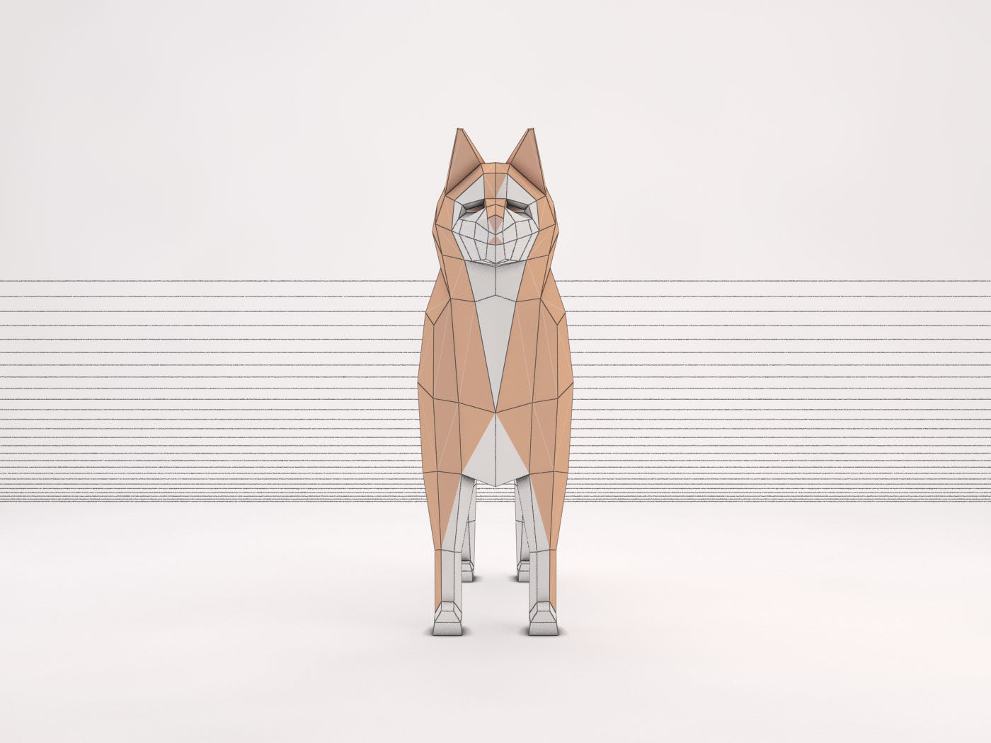 ORIGAMI---Dog Walking Low-poly 3D model_63