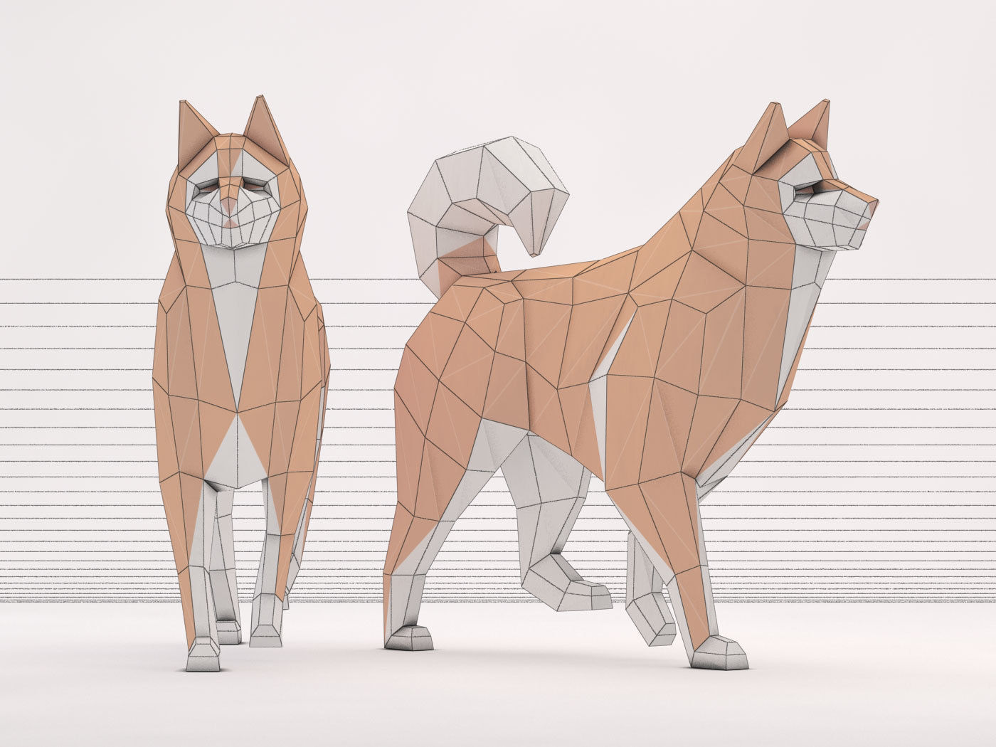ORIGAMI---Dog Walking Low-poly 3D model_40