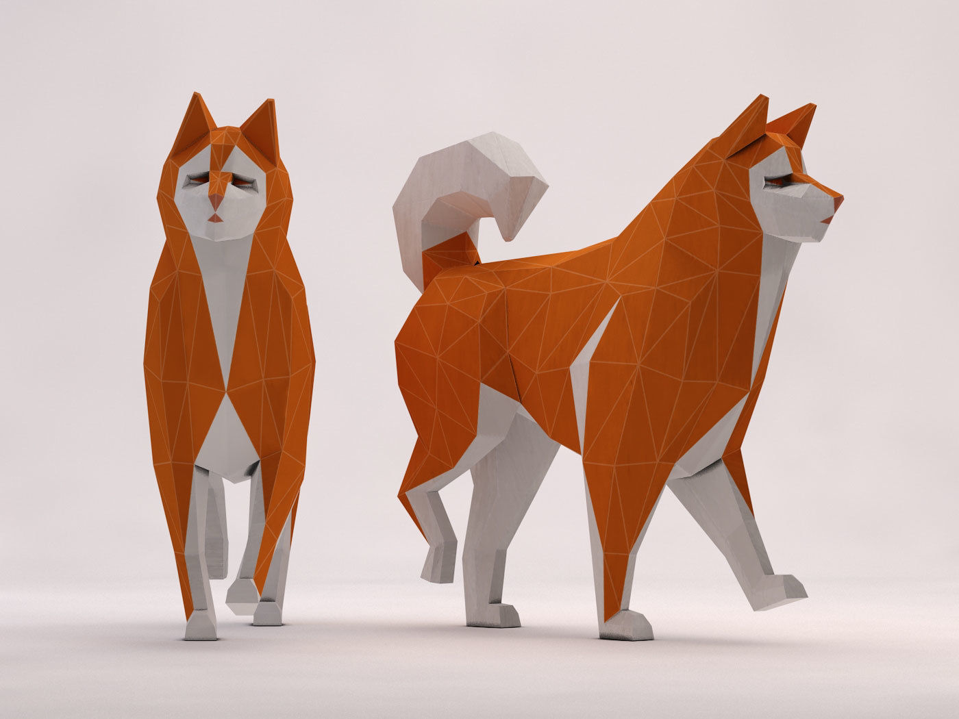 ORIGAMI---Dog Walking Low-poly 3D model_6