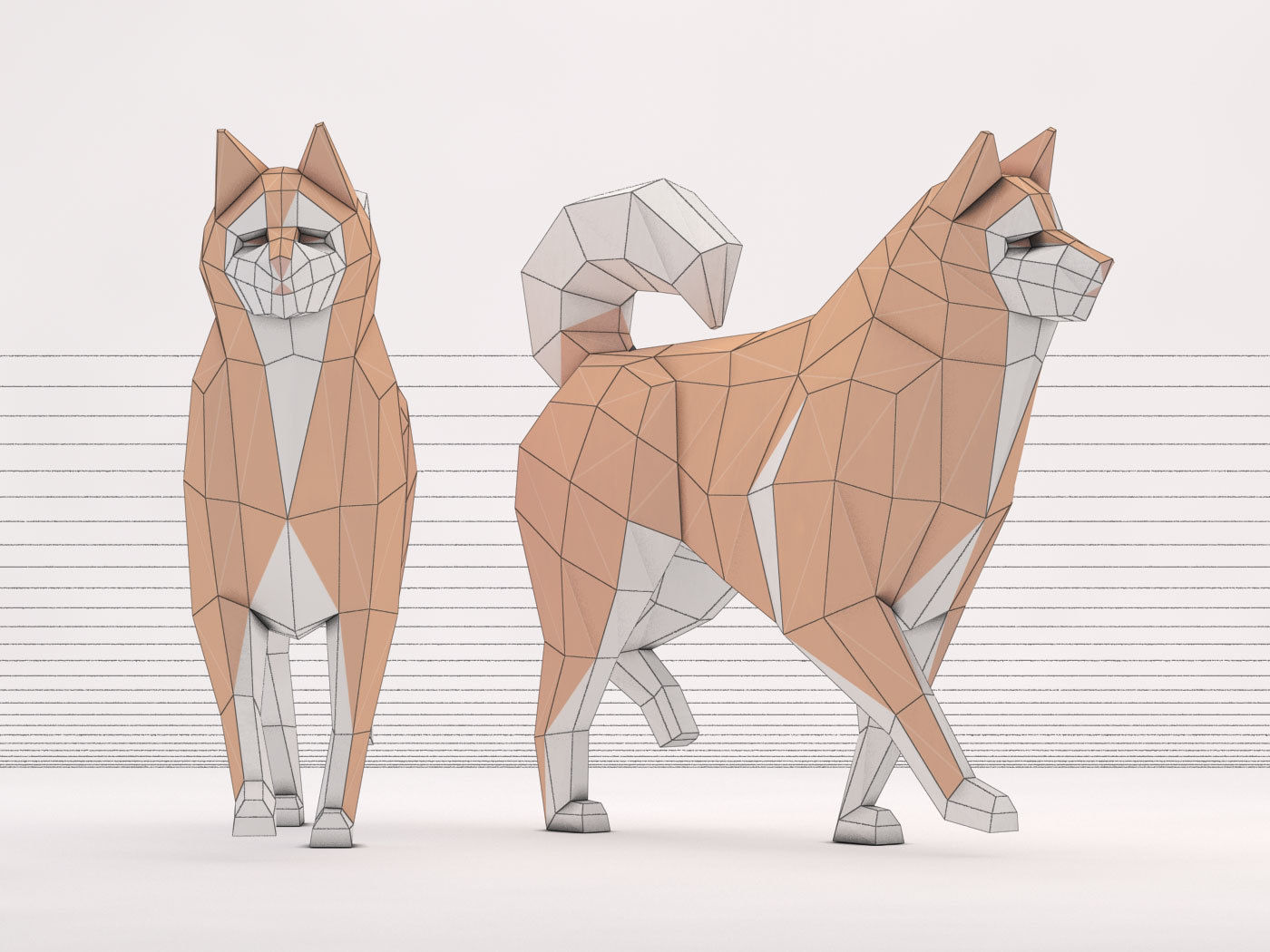 ORIGAMI---Dog Walking Low-poly 3D model_37