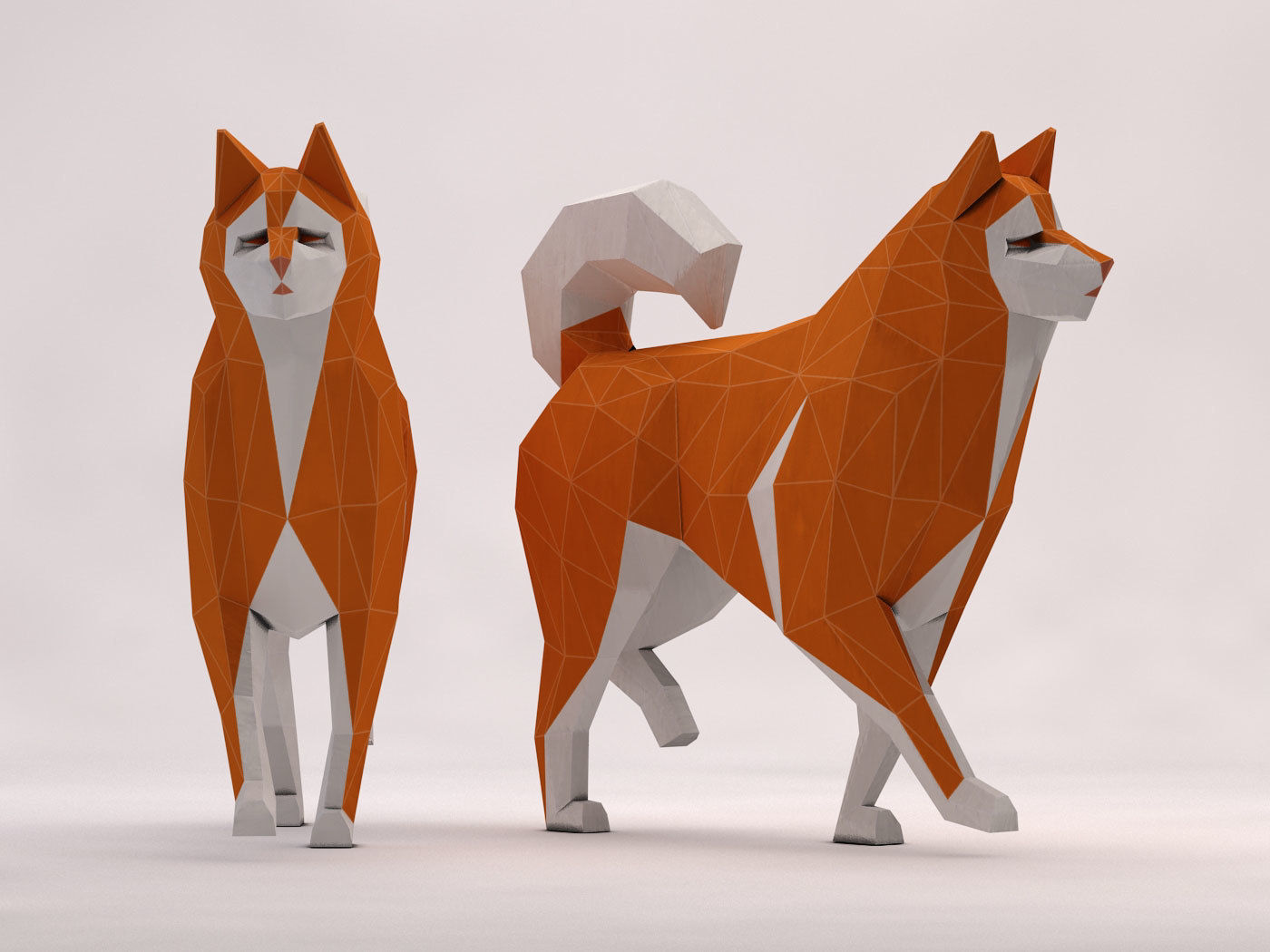 ORIGAMI---Dog Walking Low-poly 3D model_15
