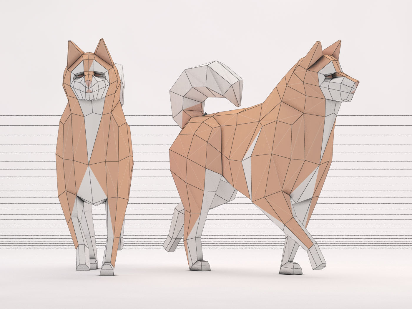 ORIGAMI---Dog Walking Low-poly 3D model_35