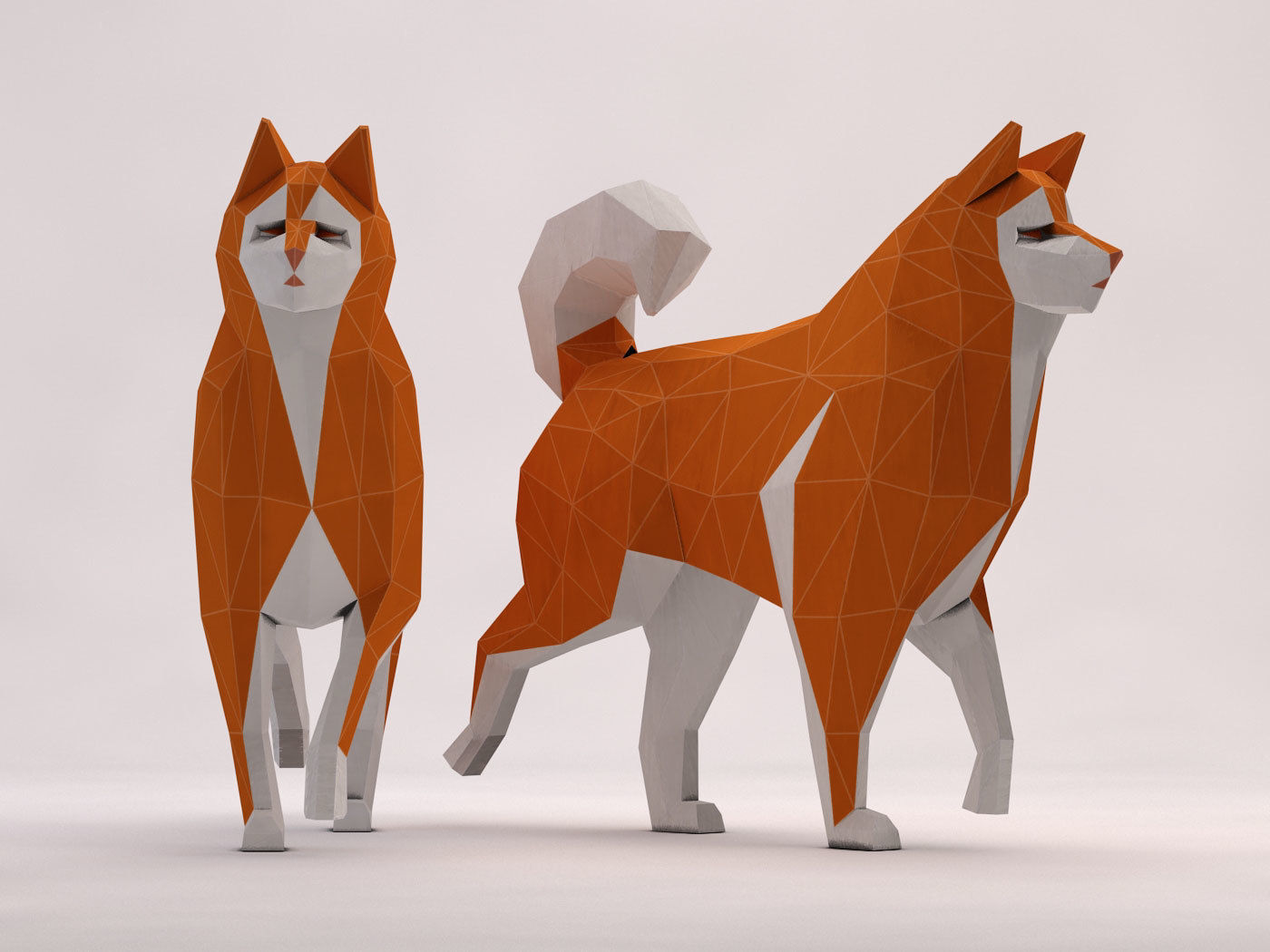 ORIGAMI---Dog Walking Low-poly 3D model_4