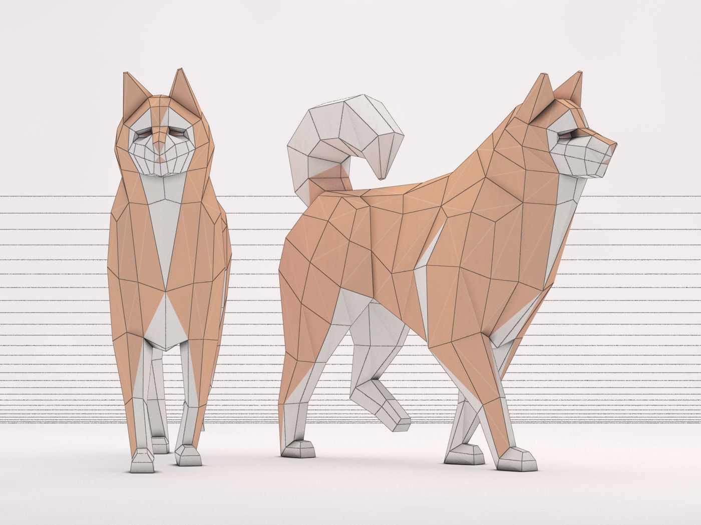 ORIGAMI---Dog Walking Low-poly 3D model_39