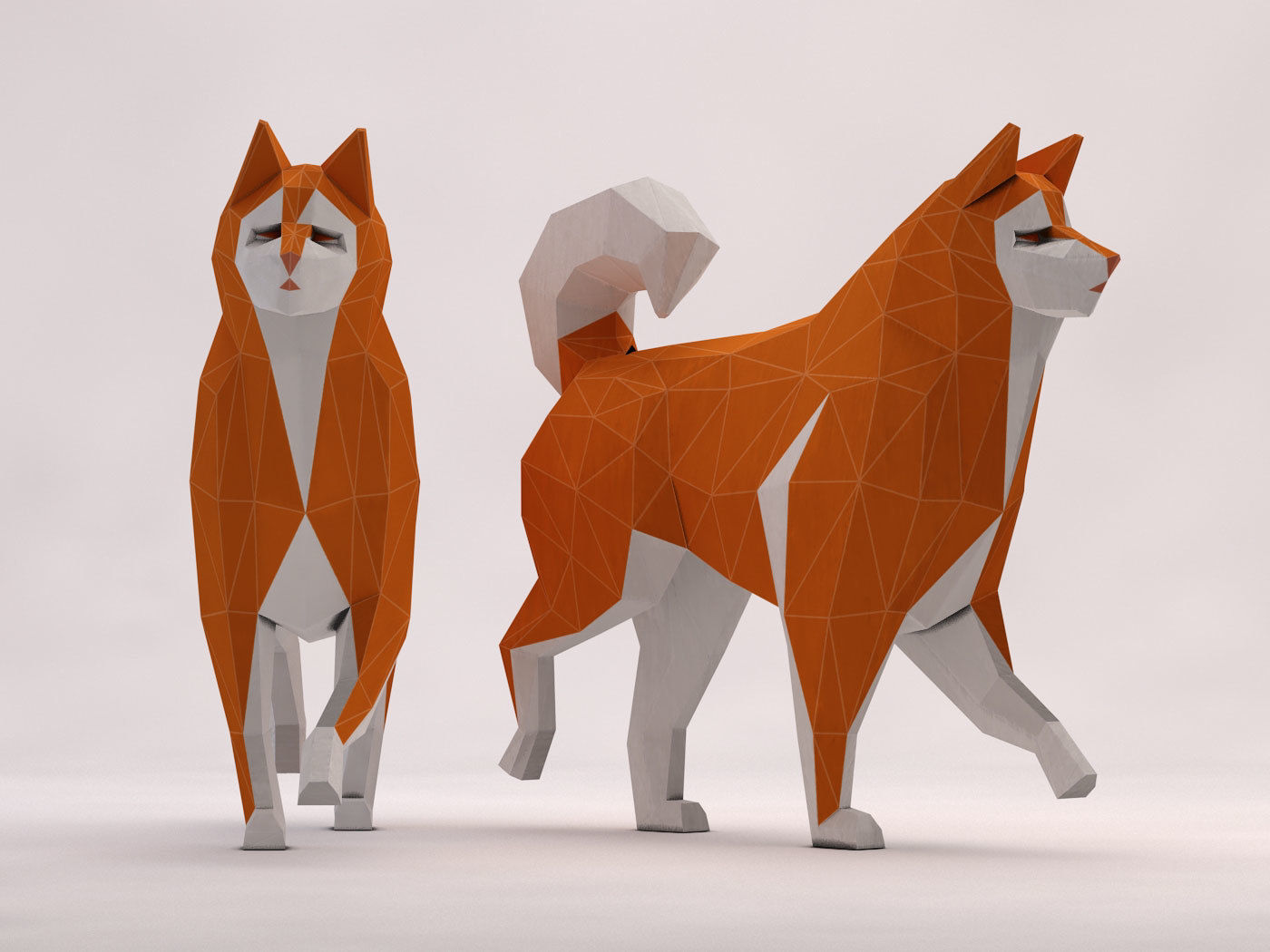 ORIGAMI---Dog Walking Low-poly 3D model_5