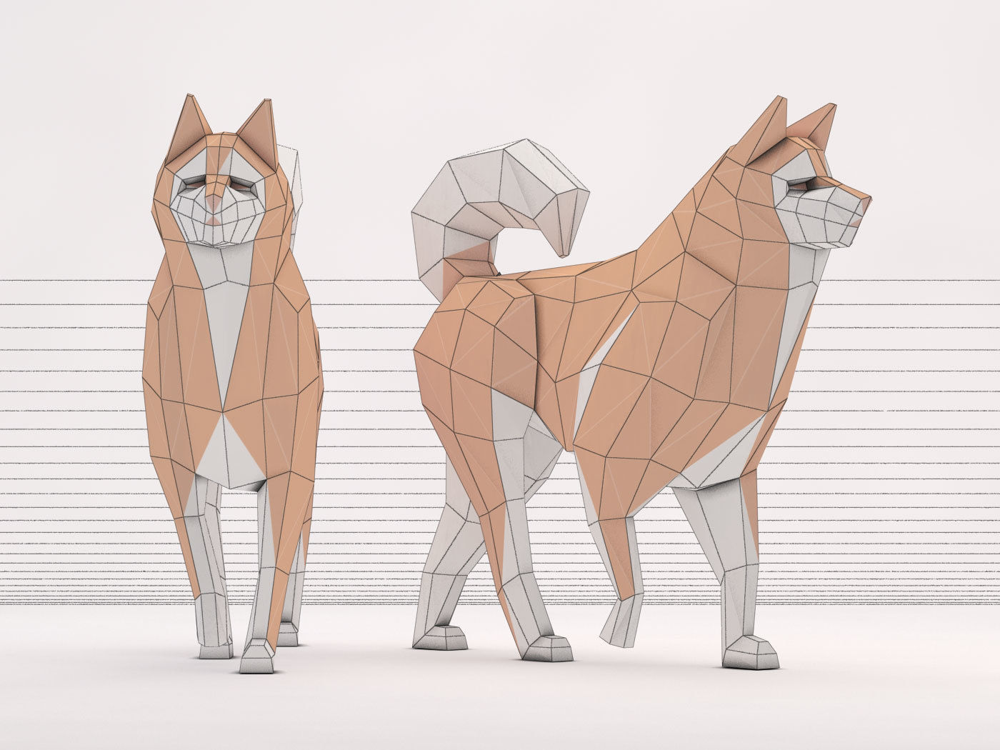 ORIGAMI---Dog Walking Low-poly 3D model_31
