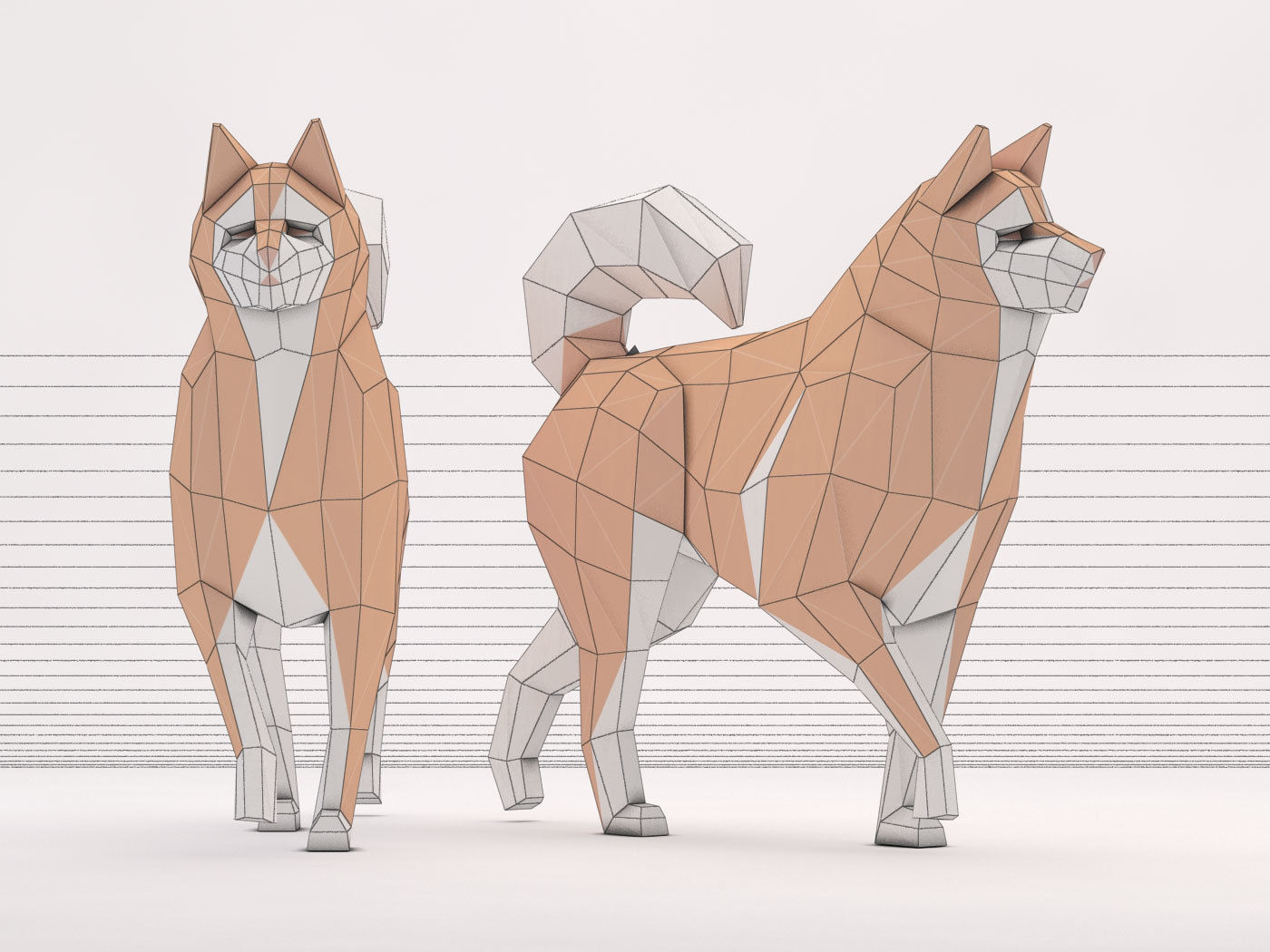 ORIGAMI---Dog Walking Low-poly 3D model_34