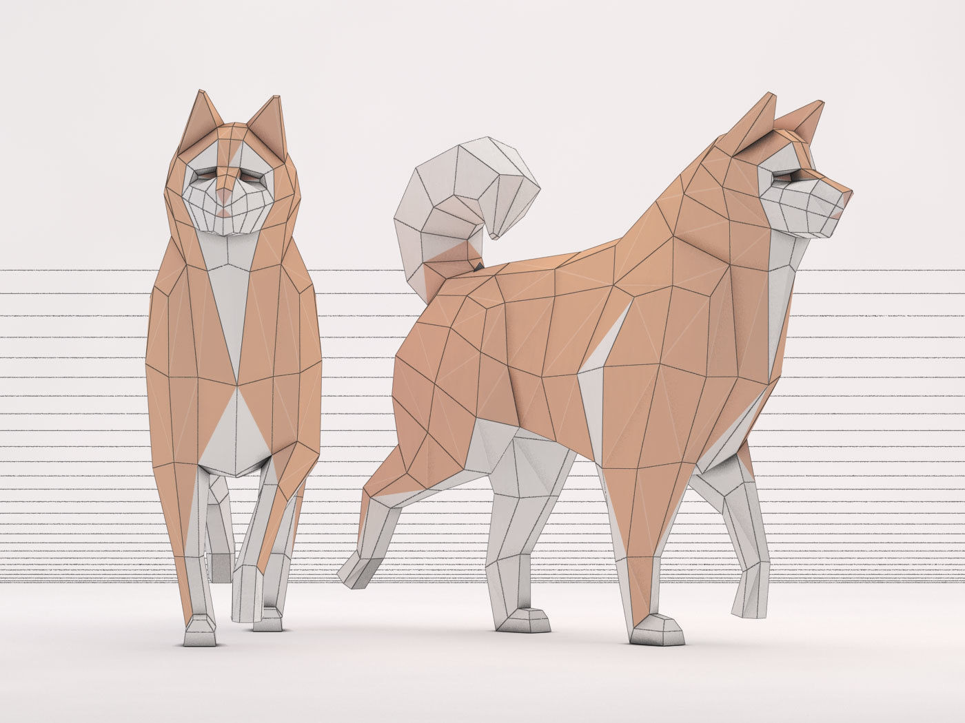 ORIGAMI---Dog Walking Low-poly 3D model_25