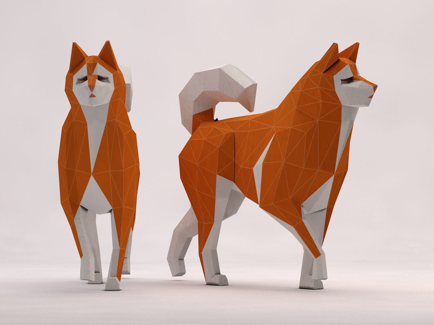 ORIGAMI---Dog Walking Low-poly 3D model_12