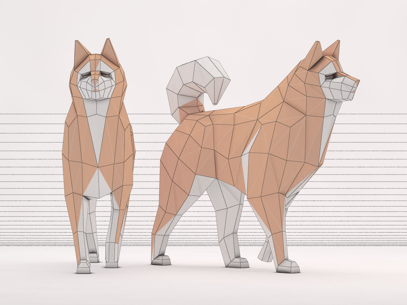 ORIGAMI---Dog Walking Low-poly 3D model_41
