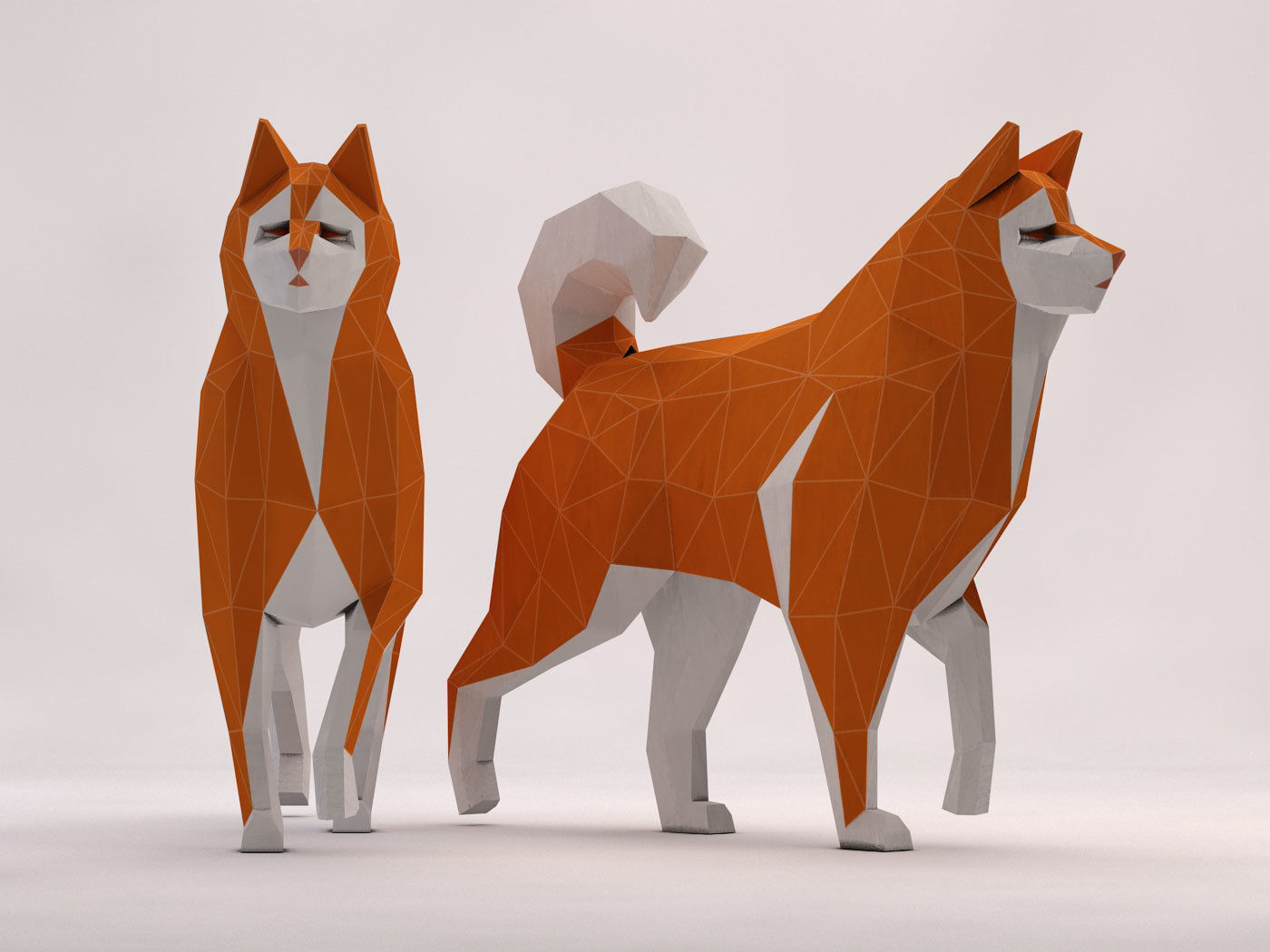 ORIGAMI---Dog Walking Low-poly 3D model_3