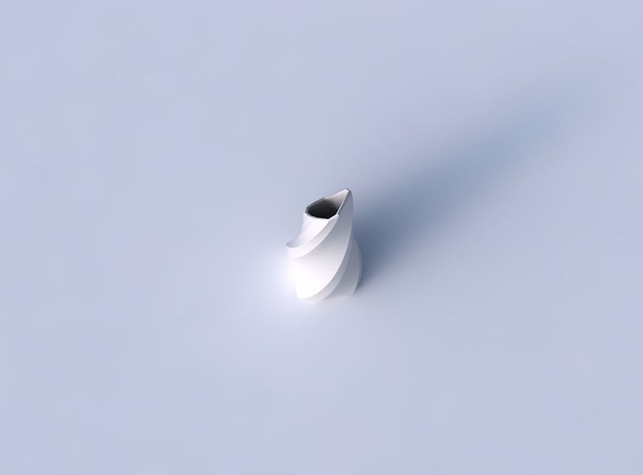 Vase top bent rectangle with twisted bands 2 3D print model_2