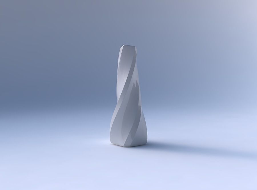 Vase top bent rectangle with twisted bands 2 3D print model_4