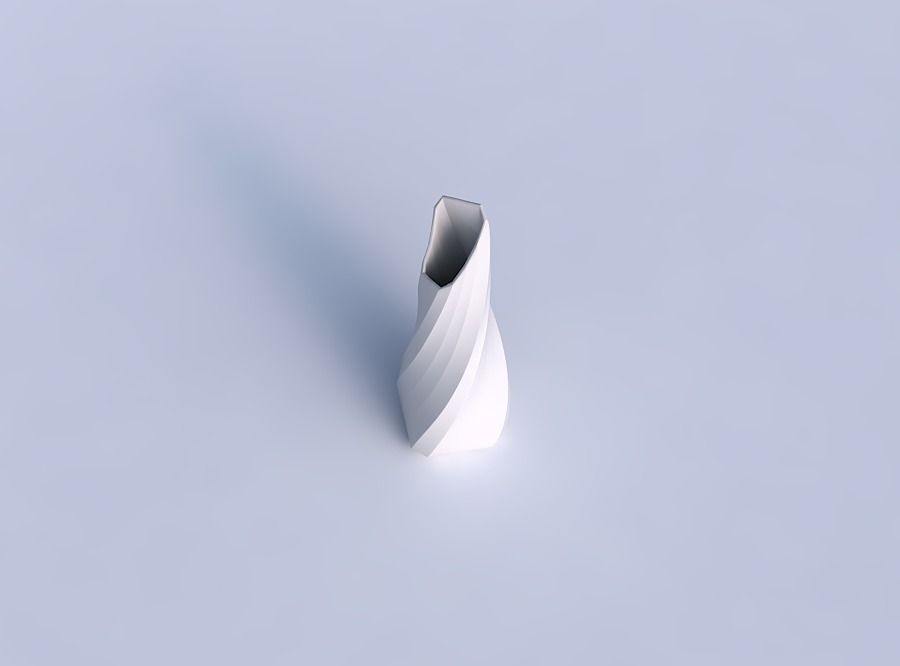 Vase top bent rectangle with twisted bands 2 3D print model_1