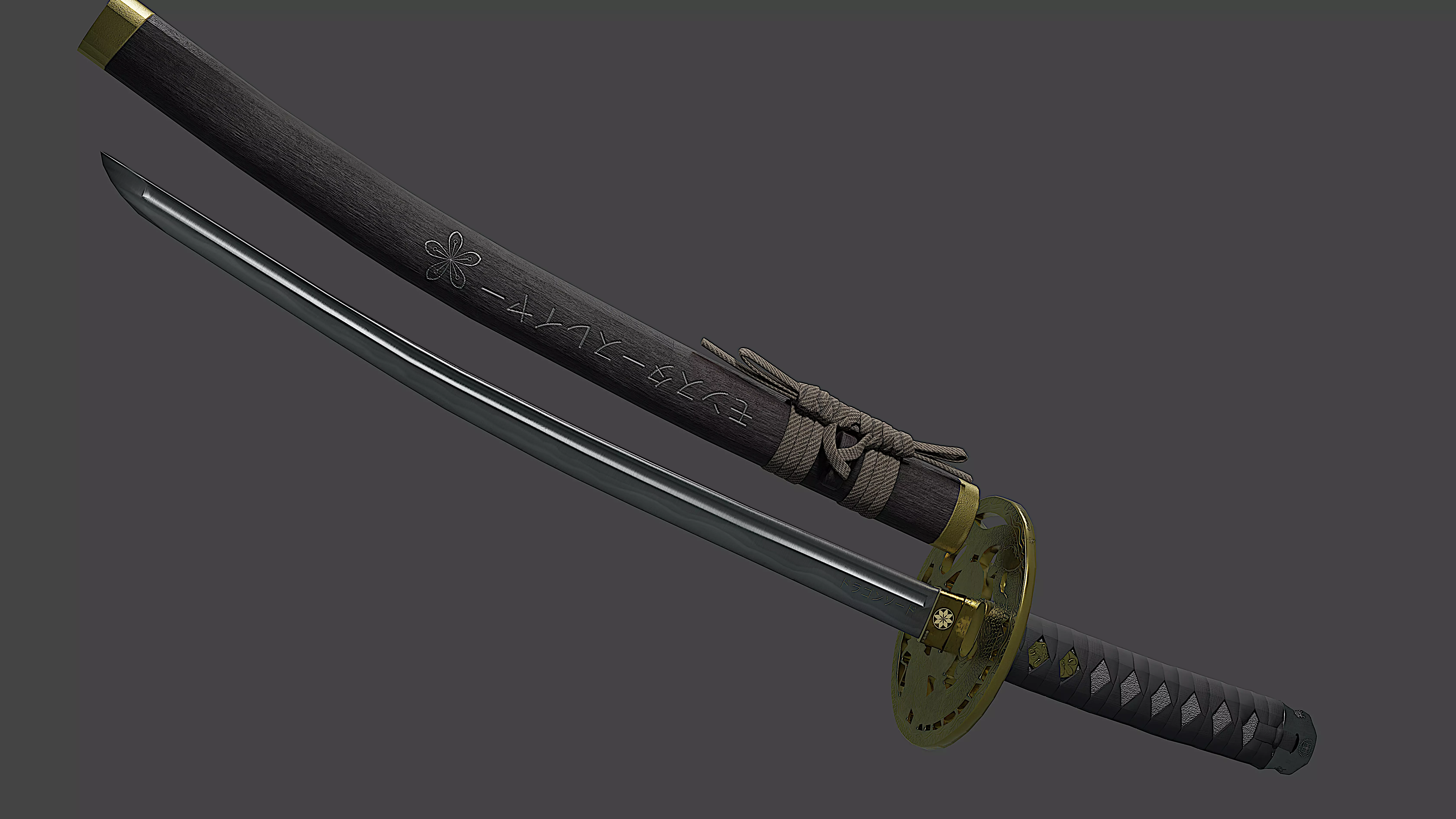 Katana two samurai swords Free low-poly 3D model