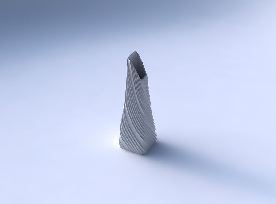 Vase top bent rectangle with twisted extruded lines 3D print model_3