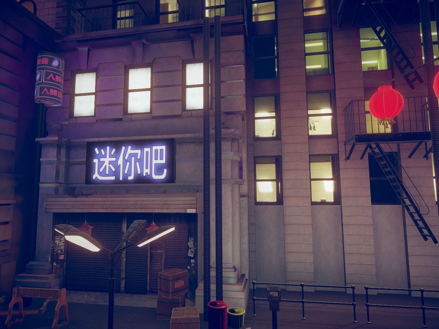 Asian City Low-poly 3D model_8