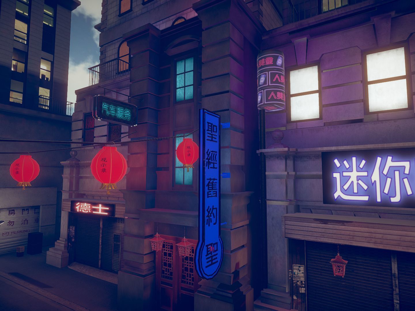 Asian City Low-poly 3D model_3