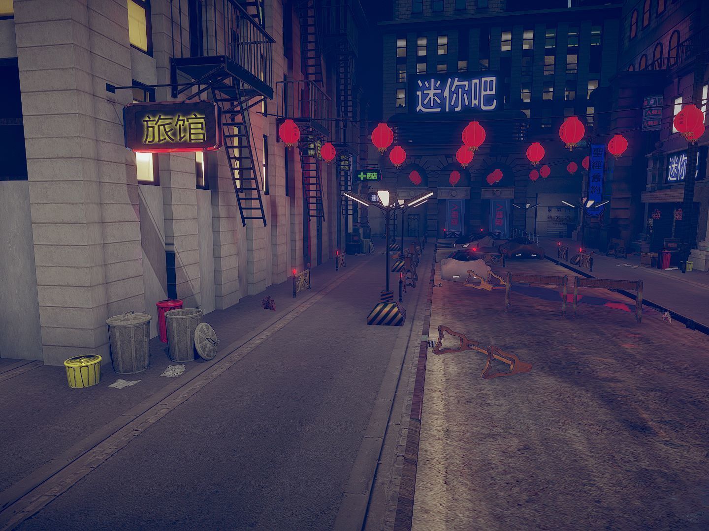 Asian City Low-poly 3D model_7