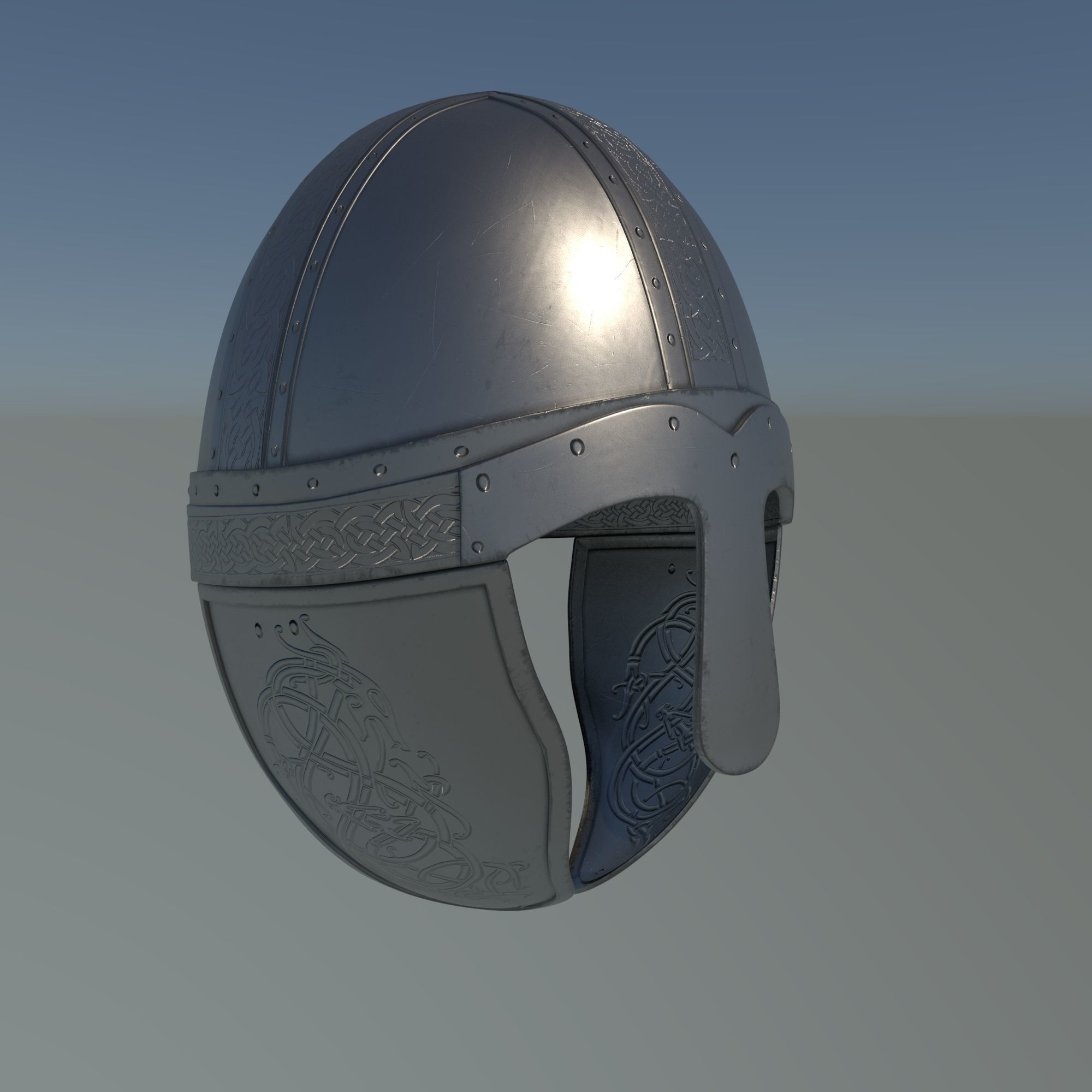 Viking helmet engraved 3D model_41