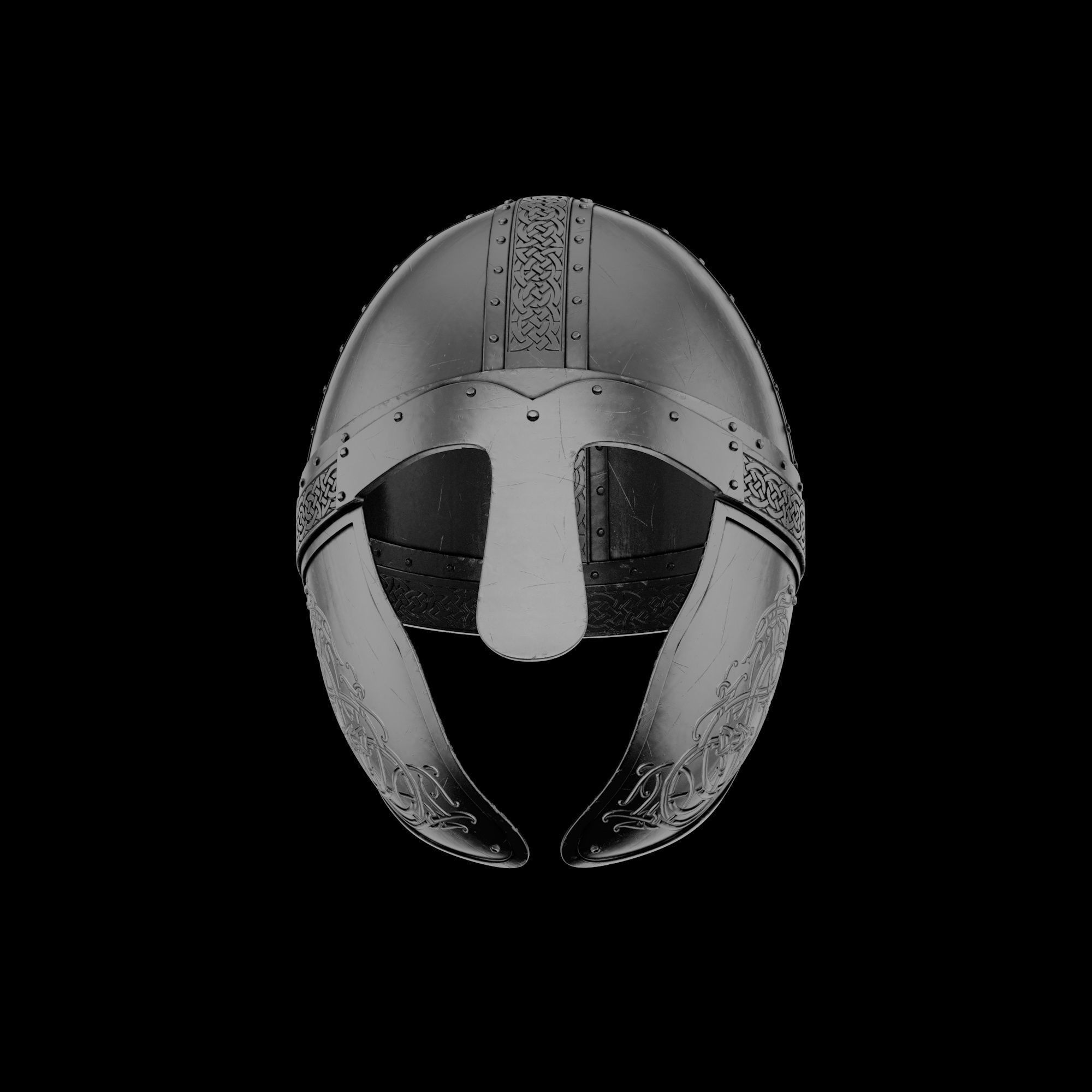 Viking helmet engraved 3D model_3