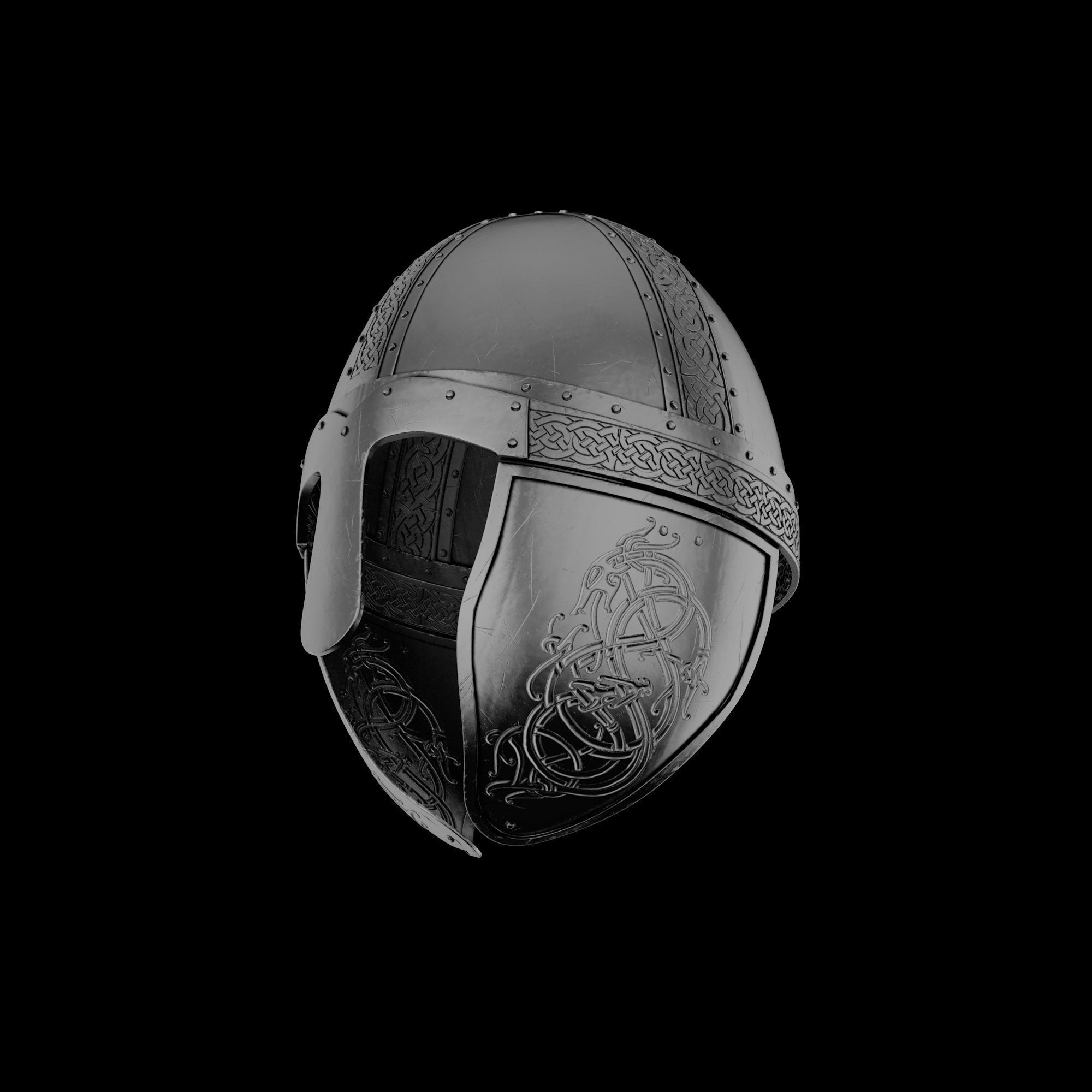 Viking helmet engraved 3D model_5