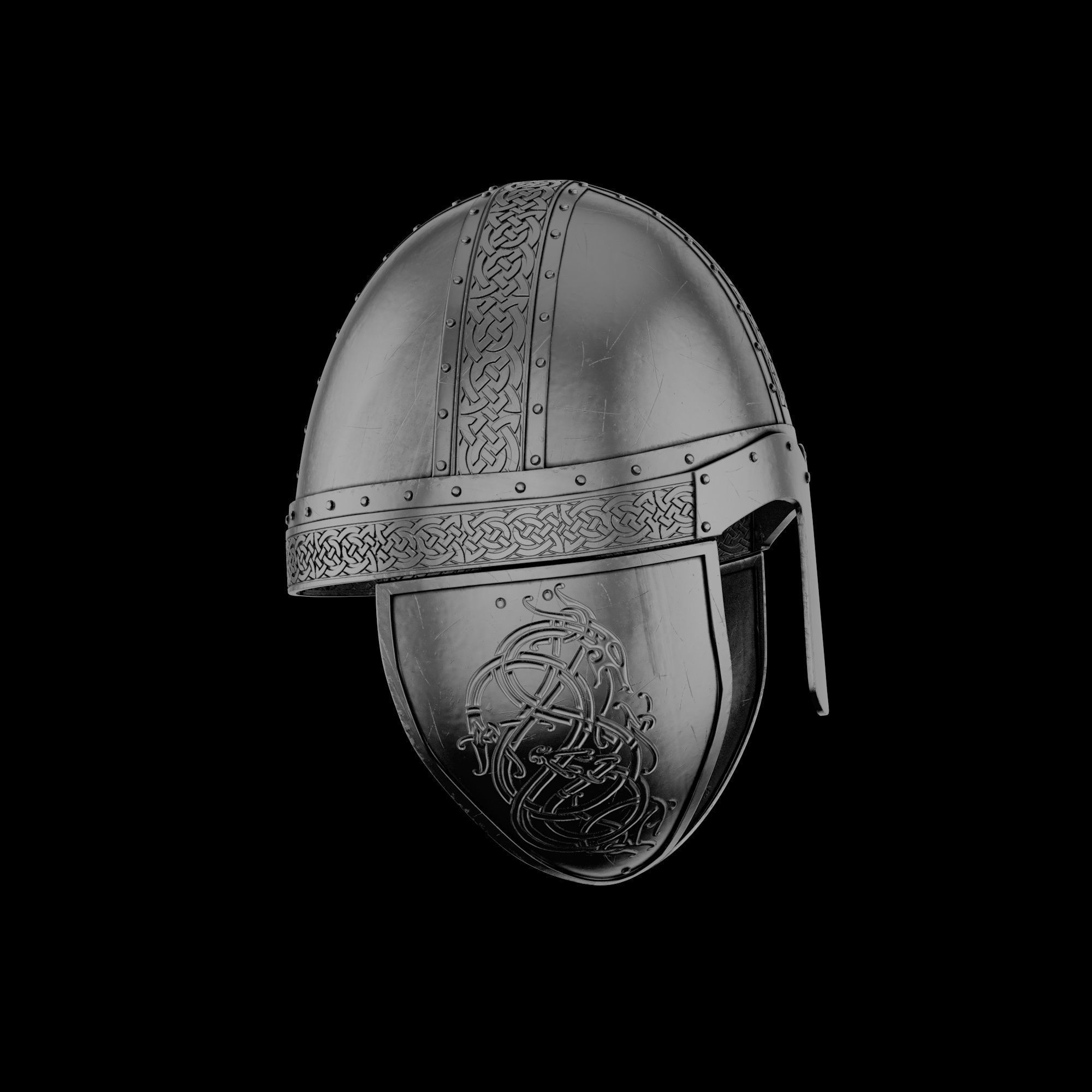 Viking helmet engraved 3D model_15
